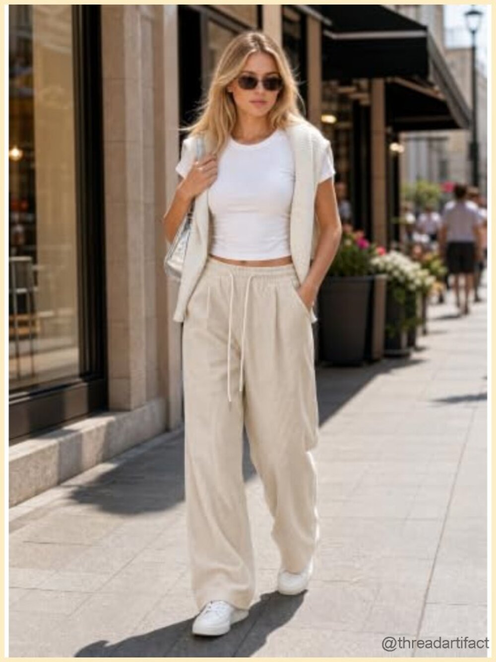 Women's Corduroy High Waisted Wide Leg Pants with Pockets - Picture 4 of 6
